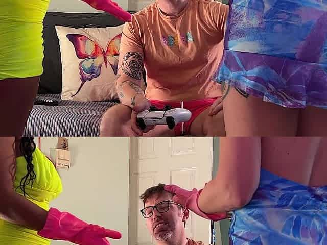 Stroking off the nerd with marigolds