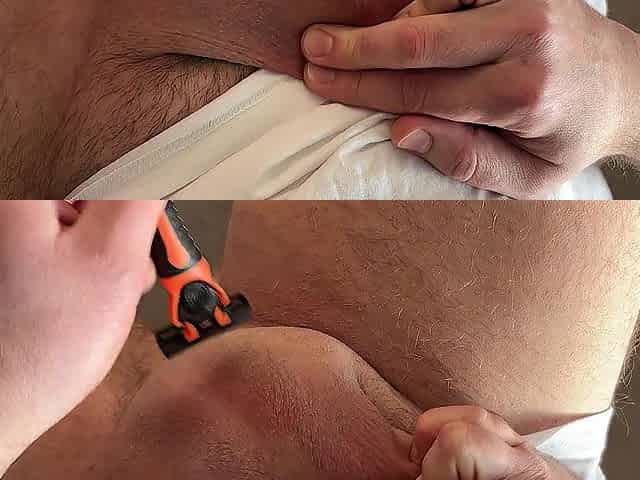 I was shaving my balls when my wife came. I helped her shave her twat. Dry shaving sounds. Climax.