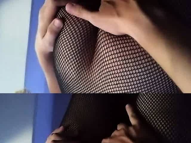 Fisting Blonde Teen StepSister in Fishnet Pantyhose