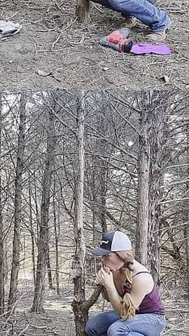 Redhead Fucks Pussy in Woods Squirting All Over