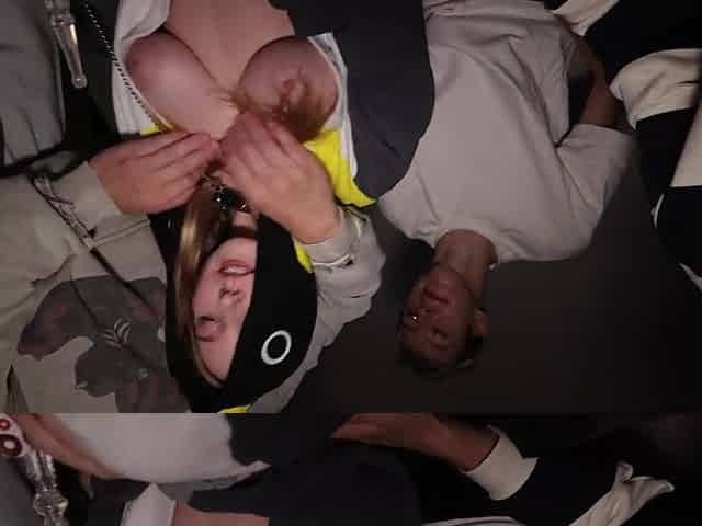 Part 1: A youthful gal gets banged hard at a party by lads with large knobs.