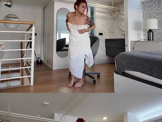 4K Towel Fetish Humping the Corner with Pillow and Furniture
