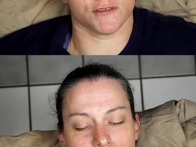 Massive Homemade facial blasting right in her eyes!!! FIXED SOUND
