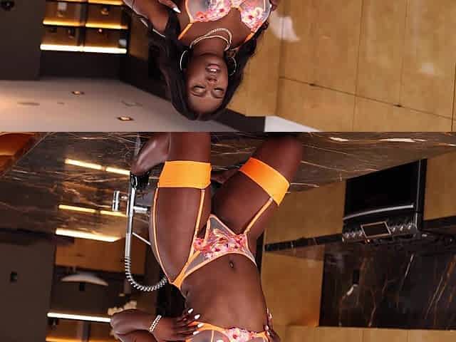 Ebony couple enjoys rough sex with a big black cock