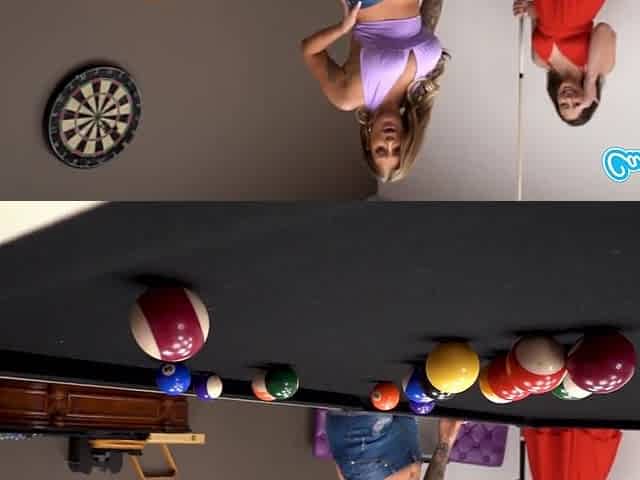 Thick Mature Stepmoms Kissing, Fingering, and Pussy Licking on Pool Table