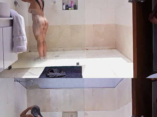 Shower Surprise Turns Steamy: Roommate Invades and Bangs Bellattrix's Moist Vagina