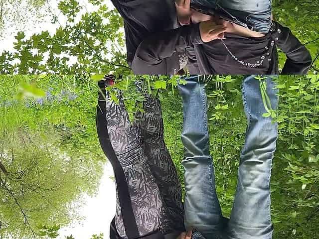 Stepmother and stepson - pissing outdoors