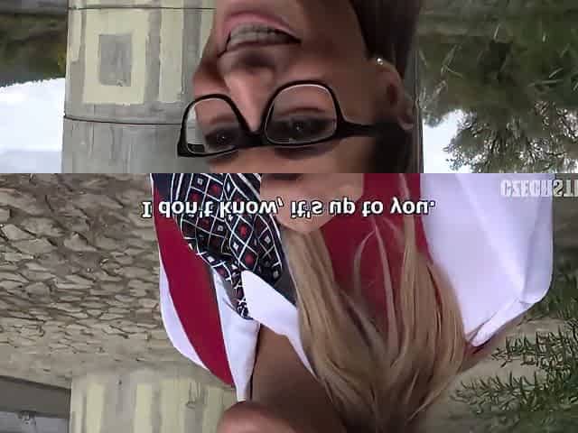 Stewardess Blowing Cock For Cash Public Outdoor