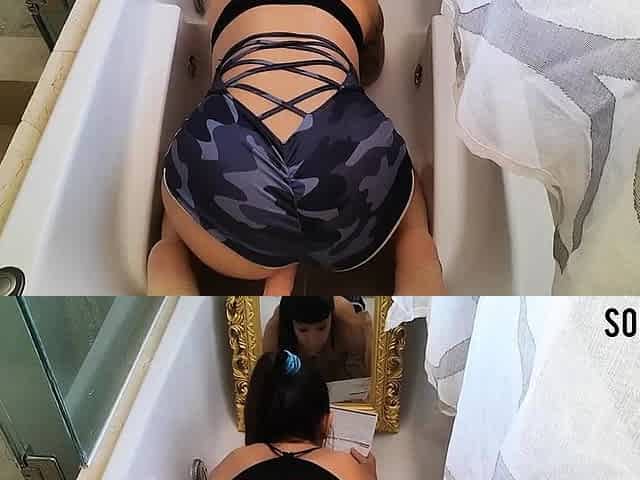Amateur brunette chick toying her ass and pussy on webcam