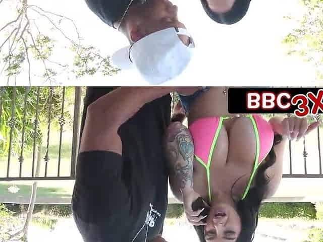 Maddest Outdoor Bang with a Breasty Brunette hair and a Hung BBC Man