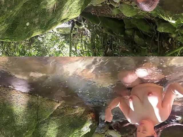 Busty Latina BBW Lts a Horny Midget Fuck Her In the Jungle River