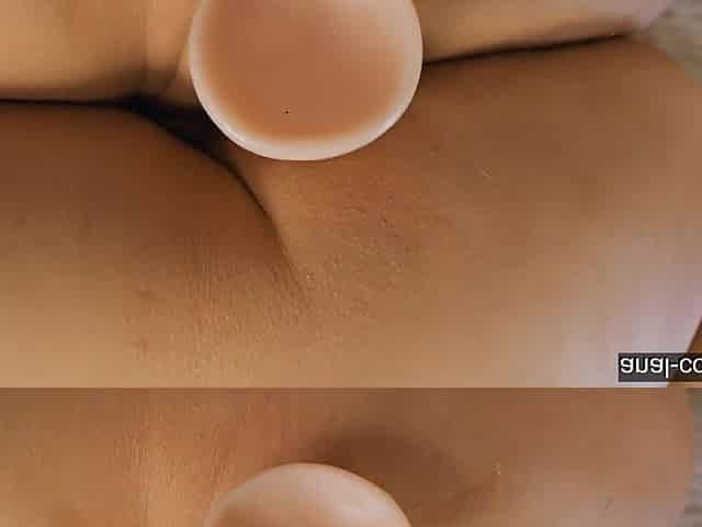 Moist Latin chick with a large vibrator up her virgin booty