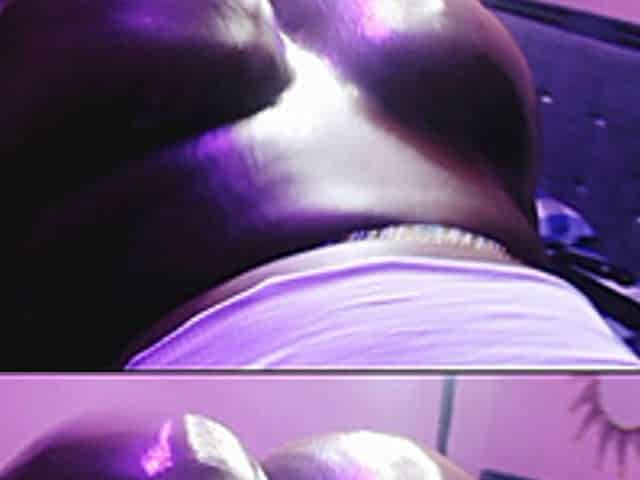 Ebony SSBBW Dildo Squirt on a Table