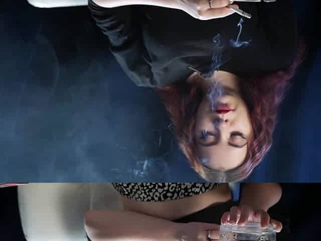 Cute Russian Redhead Smoking in Leopard Pants