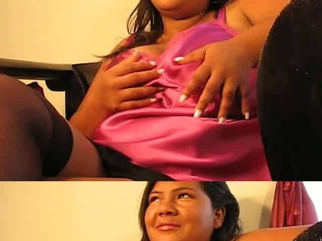 Latina Plays Sensitive Huge Breasts