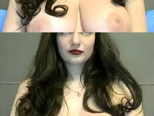 Busty curly brunette with big boobs fucks on couch