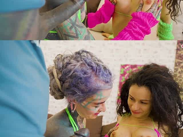 Tattooed Couple Takes Pornstar with Big Tits in Threesome - BJ, Facial Cumshot, Rimming
