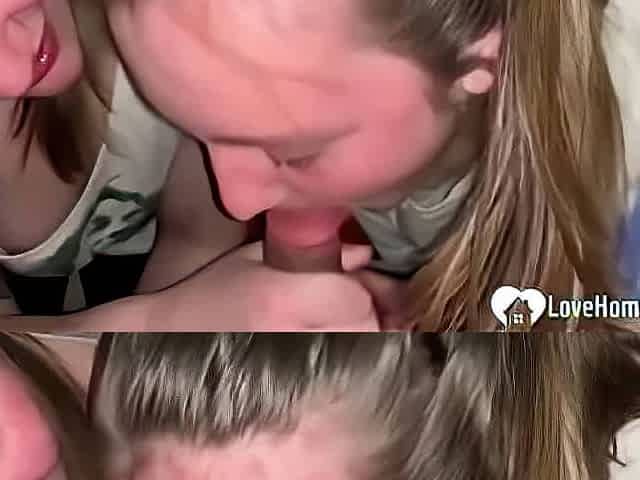 Blowjob from two 23yo horny college chicks