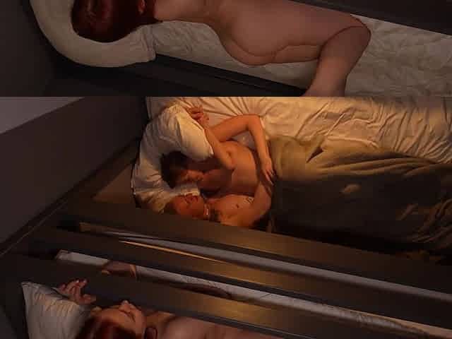 Sneaky dorm fuck with one Stepsister sucking and one fapping
