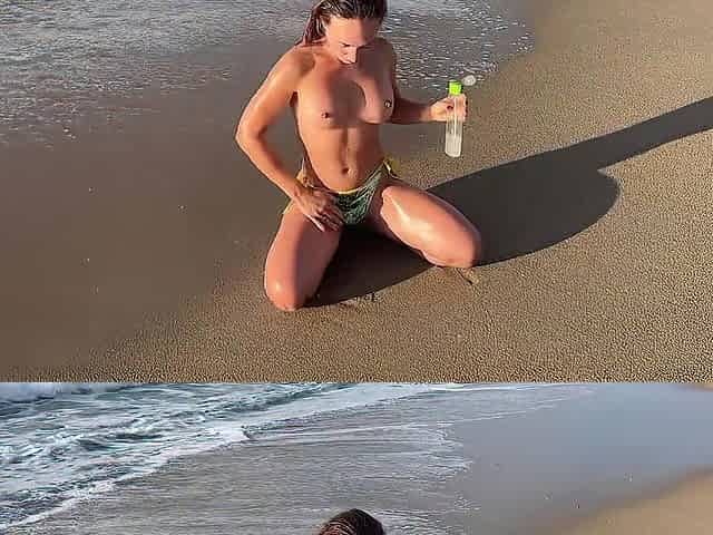 Nude hotty showing off her ideal body on public