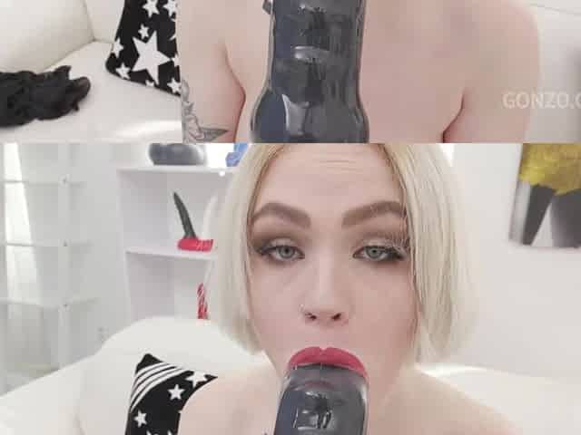 Lascivious Blonde Greta Foss Guzzles On Piss During Intense DP
