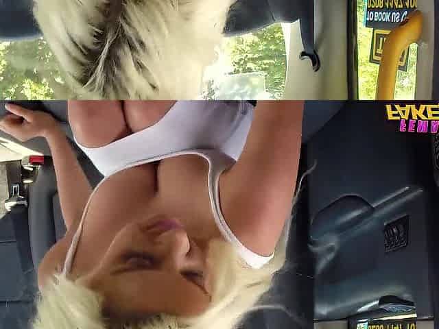 Female Fake Taxi super sweetheart with large breasts disrobes in the taxi
