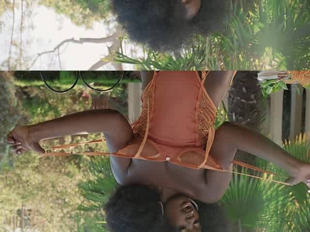 Black sweetie Elsie strips down and masturbates with a toy