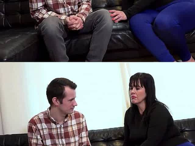 Curvy BBW Seduces Guy With Teasing Foreplay On Leather Couch