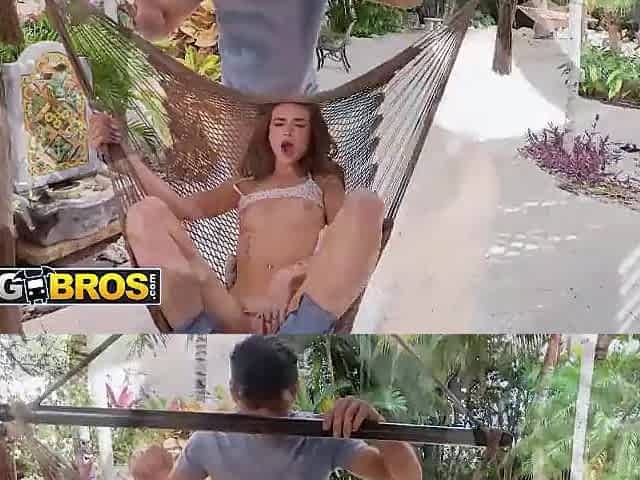 BANGBROS - Nikki Nicole Lets Her Stepbrother Bang Her After That guy Catches Her Masturbating Outside