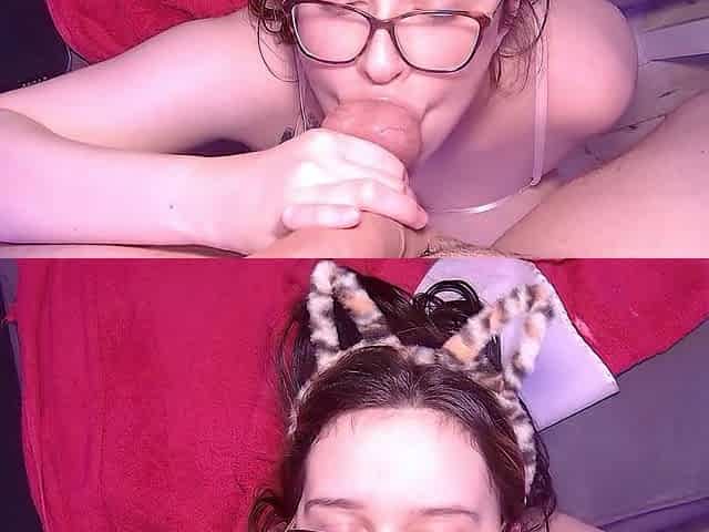 Breasty brunette hair with milky melons gets titty banged and balls in throat