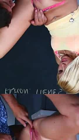 Blonde babe gets fucked by big dick in classroom