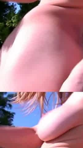 Brunette babe gets fucked outdoors