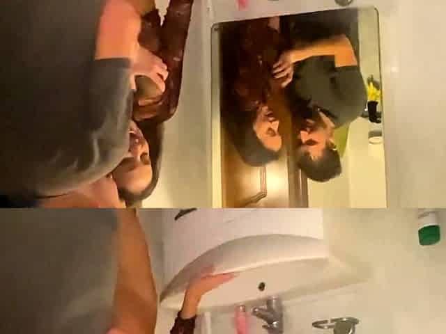 Fucked Friend's Big-Tit Girl in Bathroom Before Work