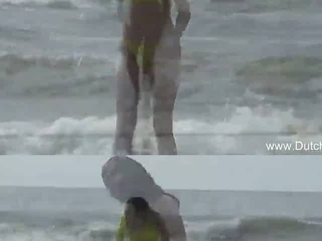 Dutch Teen Outdoor Beach Massage Bang