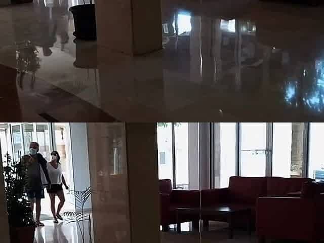Public Nudity in a Hotel Lobby - No Panties Flash