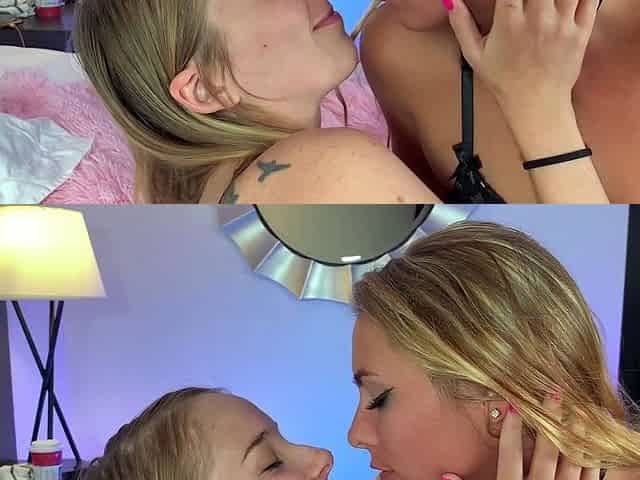 Brunette babe 69 lesbian fucks tattooed blonde