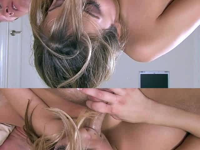 Amateur blonde gives great handjob