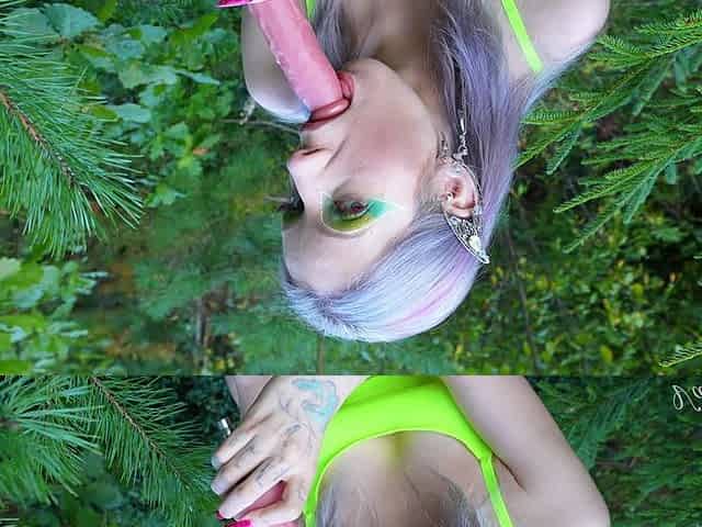 I'm the Only Elf in the Forest, Pleasuring My Pussy with a Big Dildo and Cumming with a Squirt - in Nature!