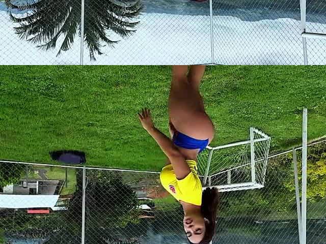 sexy latina fucks her trainer on the soccer field -