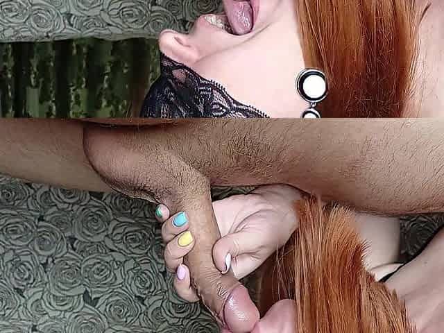 Closeup: Wife gives an astonishing oral-job and licks up each final drop of cum