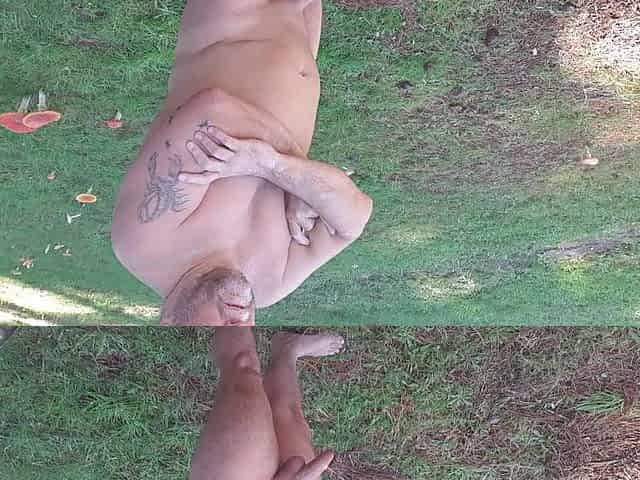 Morning pee outside nude