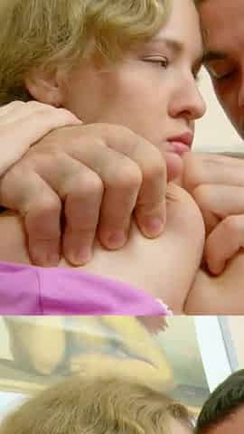 Couple is looking for vacation and skinny teen suddenly becomes horny