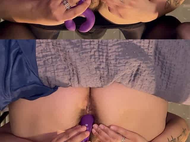 Wife in Pantyhose Fucks Her Pussy and Enjoys
