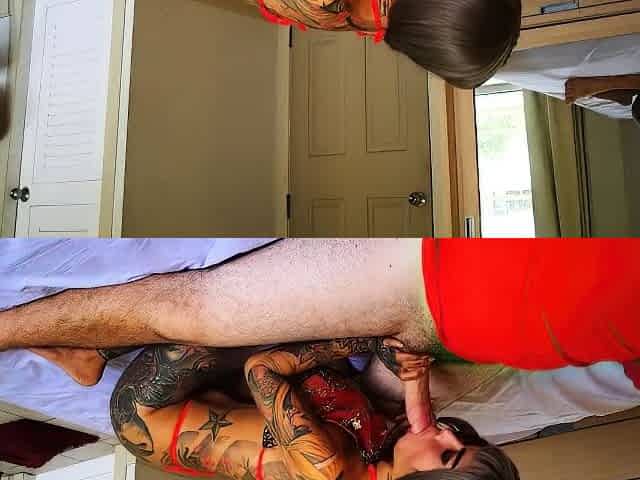 InkedMonster - Asian Babe Riding A Big White Cock