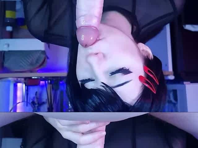 Hot girl in Kobeni cosplay from Chainsaw man gives me a passionate and wet blowjob