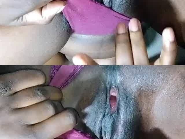 Thick black snatch finger banging