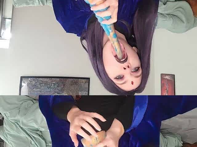 Cosplay Raven sucking and riding Bad Dragon