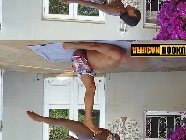 Constricted Ebony Twat Honey Pounded By Large White Wang After Stretching Outdoors