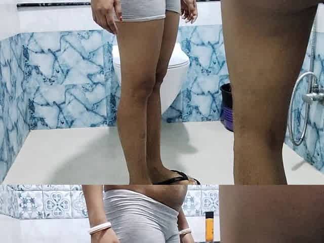 Newly Married Indian Wife Sonali with Her Husband on Wedding Night in Hotel Bathroom Part 1