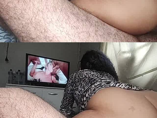 Gooning session for this ebony bitch went just right. Fucking watching porn